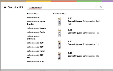 Die Suche verrät es: Nicht rund oder braun, sondern «ohne binden» sollen Schnürsenkel sein.