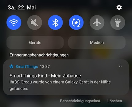 Le traqueur continue d'être détecté par d'autres appareils Samsung dans le Shoppi Tivoli.