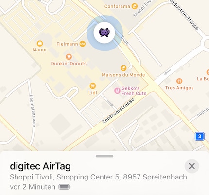 Avec l'AirTag, la recherche ne dure pas longtemps non plus.