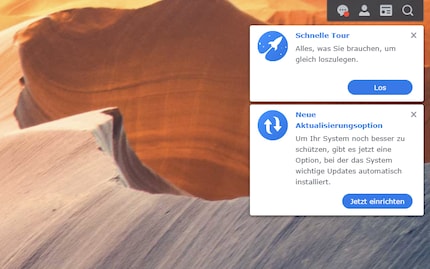 Mehr Infos zu DSM 7.0 und ein automatisiertes Einspielen wichtiger Updates werden angeboten.