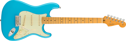 Eine Stratocaster in der Farbe Miami Blue