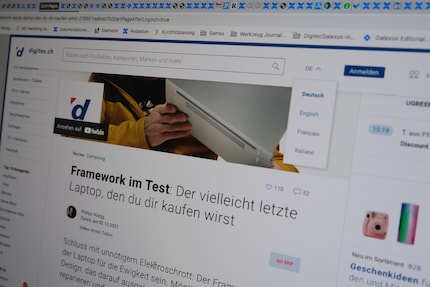 In the desktop view, you can select your language at the top right.