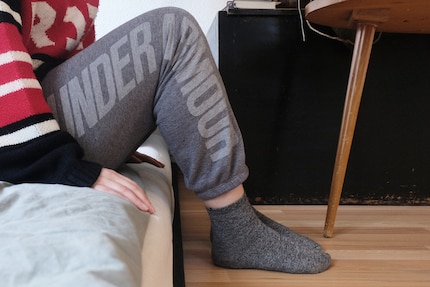 Getting up is easier in tracksuit trousers than in skinny jeans.