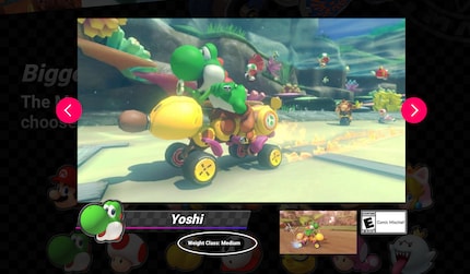 Auf derselben Internetseite verbirgt sich gut versteckt der Hinweis, dass Yoshi mittelschwer ist. Möglicherweise wirkt sich das auf seine Fahreigenschaften aus. Aber das weiß ich nicht, weil ich ja keine Anleitung habe.