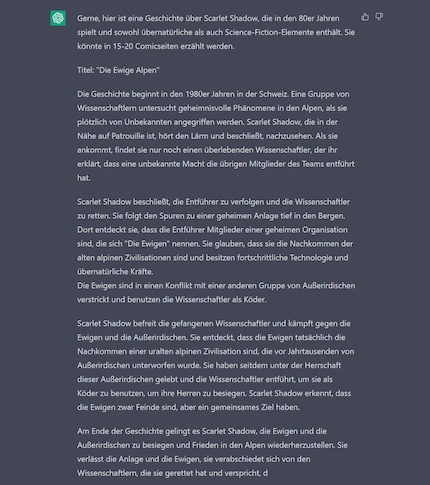 The generated story provides a solid basis for my comic.