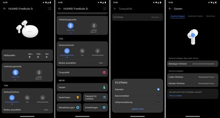 Einige Eindrücke der mit den Freebuds 5i verbundene AI Life-App von Huawei.