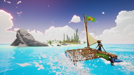 Le radeau s’équipe de nouvelles voiles et de nouveaux fanions en cours de jeu.