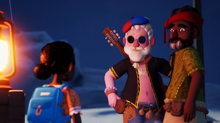 Le père de Tchia, à droite sur l’image, est enlevé au début du jeu.