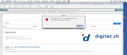Cliquer sur un résultat de recherche Google génère toujours une erreur de sécurité.