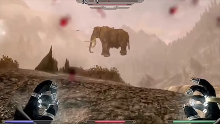 Flying mammoths in Skyrim are one of the more amusing glitches.