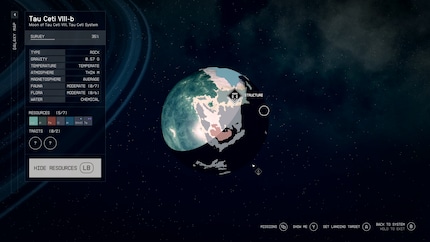Before landing, you can scan the planets to get a rough idea of what to expect. I wonder if the variety of planets will keep me motivated in the long run.