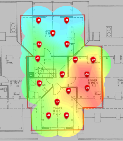 5 GHz signal level on the upper floor.