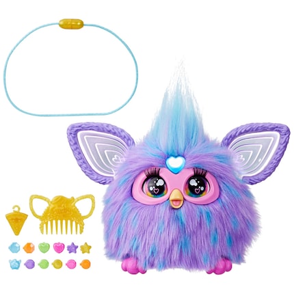 Furby's hair can be styled with colourful beads and a comb.