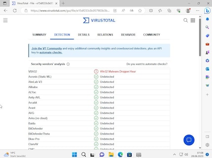 Virustotal findet einen Dropper.