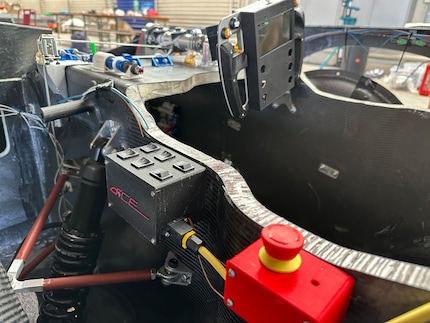 All the controls are installed in the cockpit, including an emergency stop button that disables all electronics in the event of a fault.