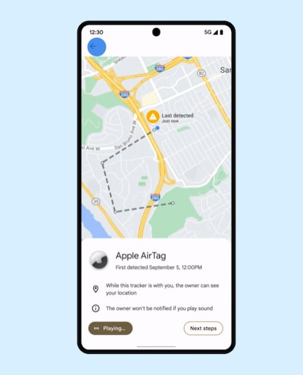 Android waarschuwt je niet alleen, maar helpt je ook om de tracker te vinden en eventueel te deactiveren.