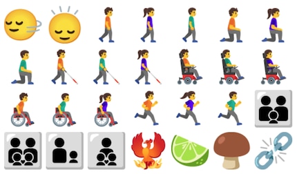 Een overzicht van de nieuwe en gewijzigde emoji's.