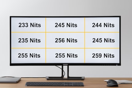 De helderheid van mijn testmonitor is oké. Maar dit kan per apparaat verschillen.