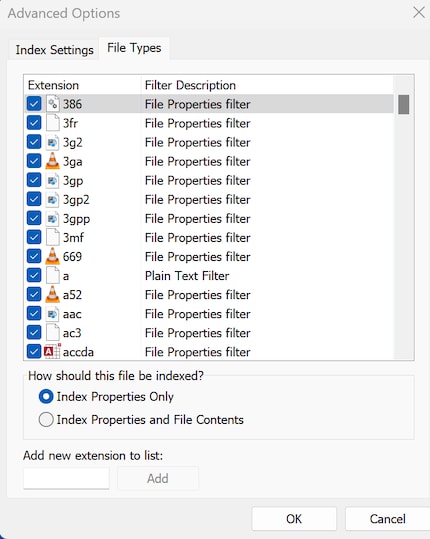In de indexeringsopties wordt inhoud op je computer gecatalogiseerd op basis van specifieke eigenschappen.