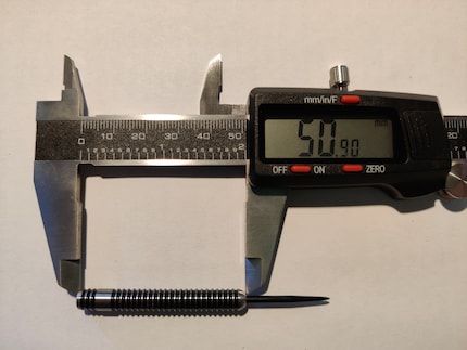 Toen ik de lopen zelf opmeet, noteerde ik een lengte van 50,90 millimeter.