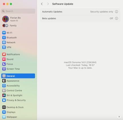 In de Systeemvoorkeuren geeft macOS aan of er een update beschikbaar is.