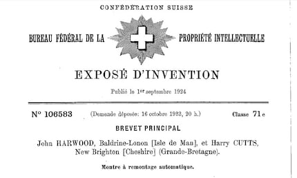Harwoods Patent wurde 1924 erteilt.