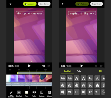 In de app voor het maken van video's maak ik in een paar klikken een filmrol van mijn afbeeldingen en video's, inclusief tekst.