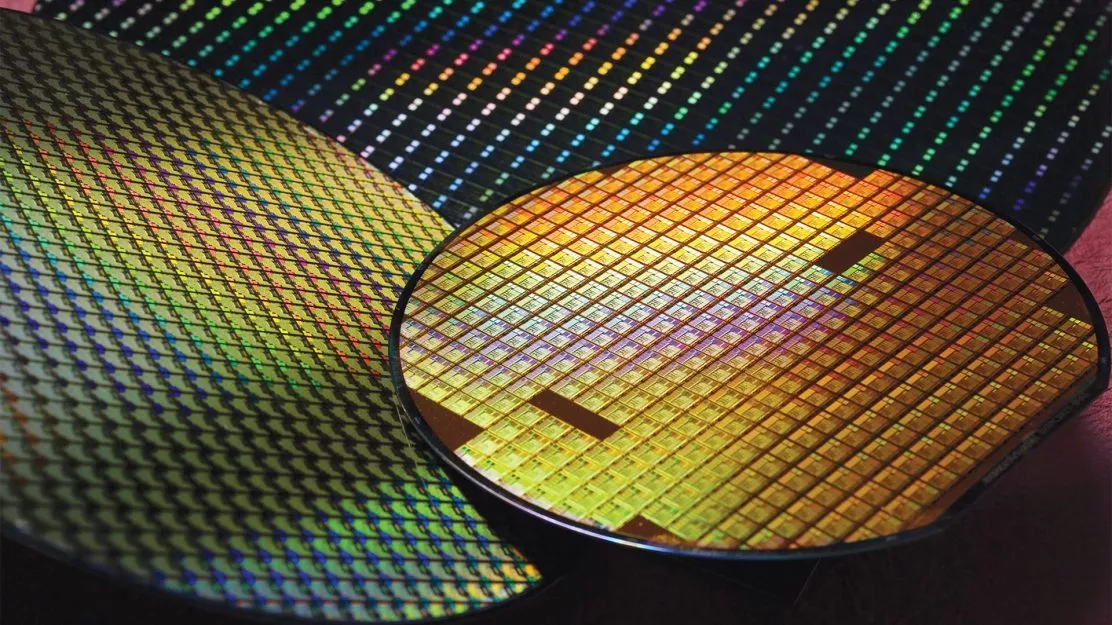 So sieht ein Wafer aus, aus dem einzelne Chips geschnitten werden.