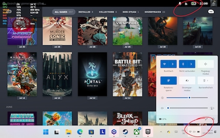 Steam et Windows m’indiquent régulièrement des niveaux de batterie différents.