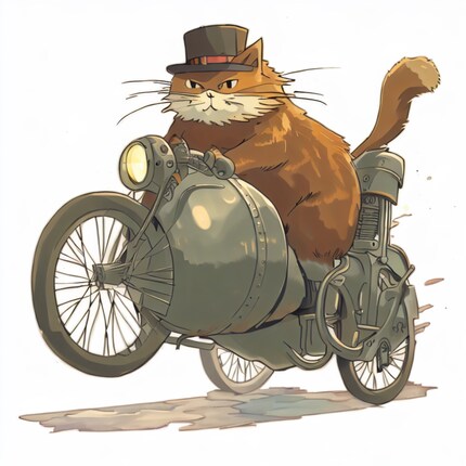 Cool cat in anime style.