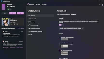 The notifications and audio control appear on the left-hand side.