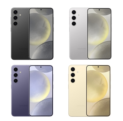 De Samsung Galaxy 24 in vier verschillende kleuren.