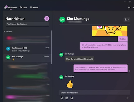 Phone Link accesses the Messages app on Android.