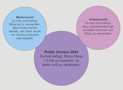Om het publieke domein, auteursrecht en merkenrecht te illustreren. Illustratie naar Jennifer Jenkins.