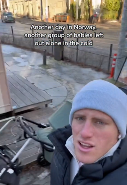 Australian Olly Bowman can't believe all the parked pushchairs in Norway.