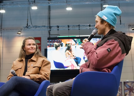 Two stars of the scene, American Fiona Wylde and Balz Müller from Switzerland on stage at «Boot 2024».