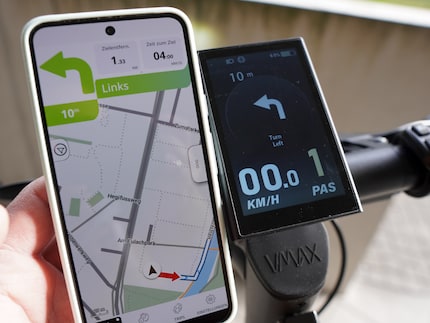 Directions come up on the scooter’s screen.