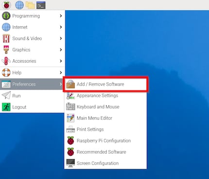 Hier kun je software uit een breed assortiment installeren of verwijderen onder het Raspberry Pi OS.