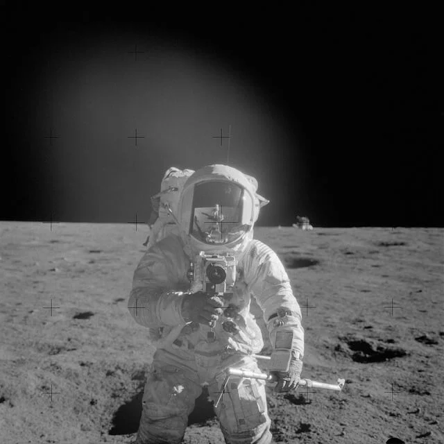 A Hasselblad 500EDC on the moon during the Apollo 12 mission.