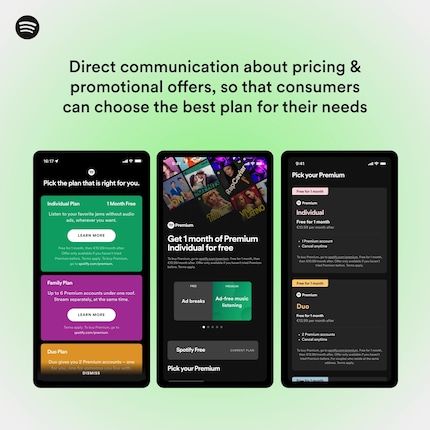 C'est ainsi que Spotify entend faire la promotion de ses produits au sein de la version UE de son application.