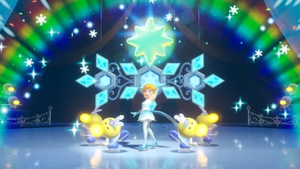 Grâce à mon patinage réussi, je reçois une étoile scintillante. Oui!