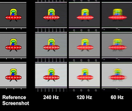 Tracking shots of moving objects with 1/50 second shutter speed. At 240 Hz, motion blur is incredibly low.
