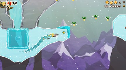 Comme je vais très vite en forant, je rate souvent les pièces cachées (ici dans la glace) et je fais plusieurs fois le même niveau.