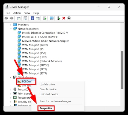 You can double-click on the item to access its properties. Alternatively, you can right-click it and select Properties.