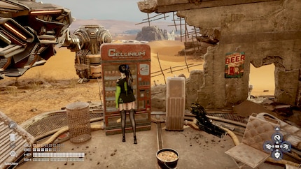 Am Getränkeautomat im Camp hole ich mir neue Heiltränke.