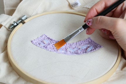 To keep the threads in place, the die-cut is glued.