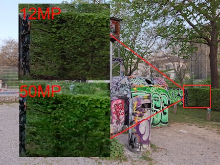 De 12-megapixel versie komt er iets beter uit, maar alleen als je heel dichtbij inzoomt.