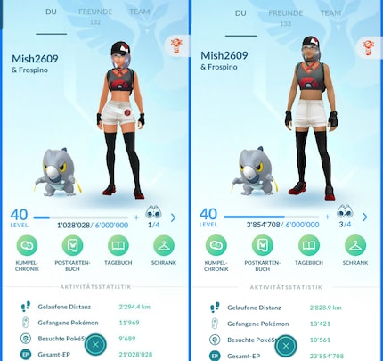 Aan de linkerkant zie je mijn avatar voor de update. Dat de witte riem nu ontbreekt, is een bug die Niantic nog wil oplossen.