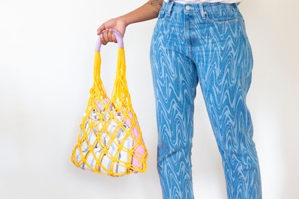 Ready to hit the pool with my DIY bag. 