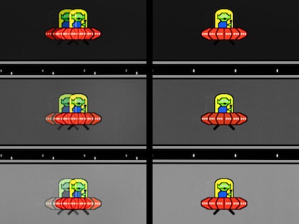 Aufnahmen von Objekten in Bewegung. Auf dem OLED-Display (rechts) wechseln die Pixel ihren Zustand so schnell, dass kaum Ghosting entsteht. Ganz anders als beim Mini-LED-Display (links).